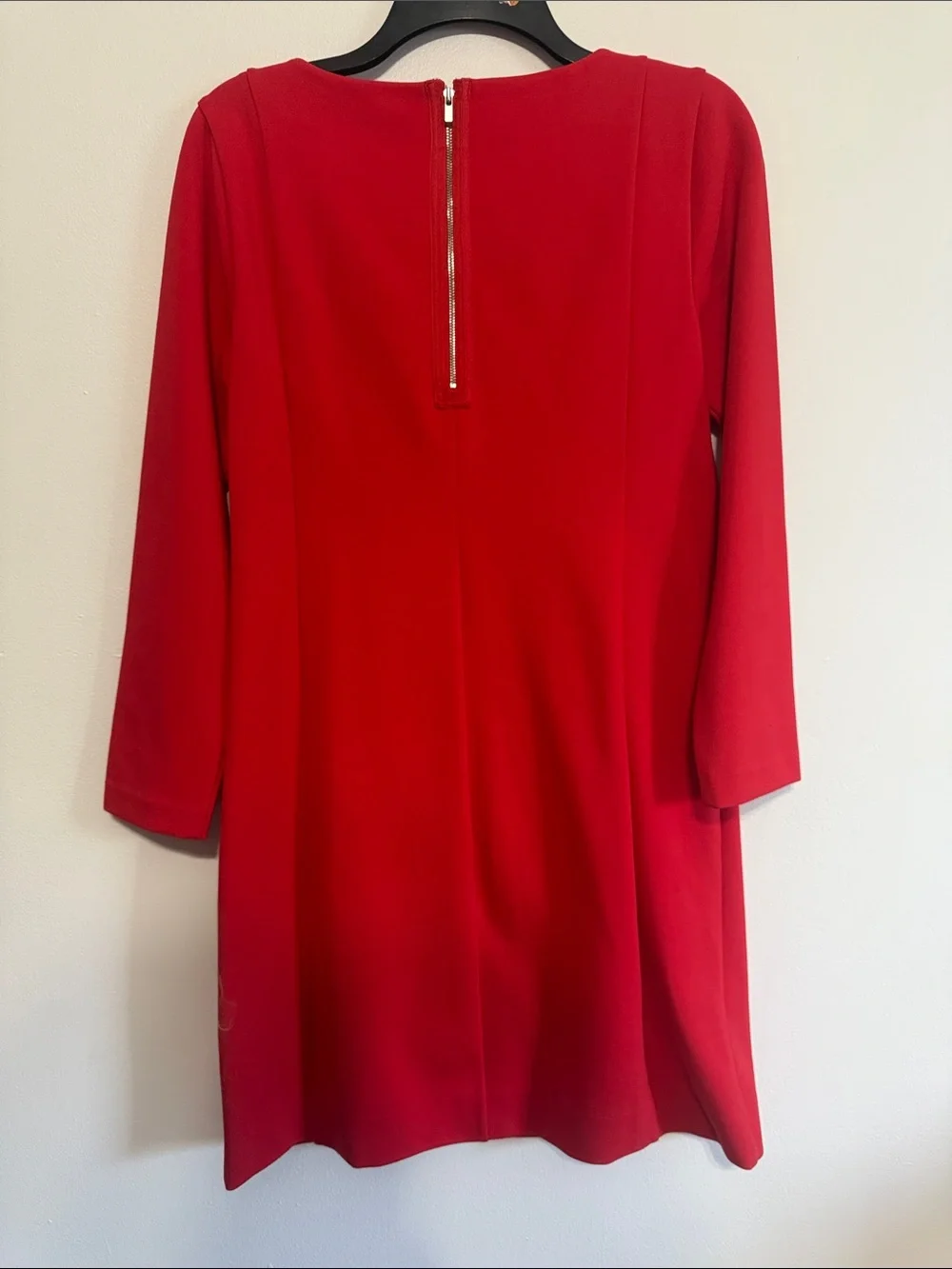 J. Crew Red Long-Sleeve Shift Dress